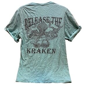 Release The Kraken Shirt Womens Medium Pirate Turquoise‎ Blue Grunge Westport WA